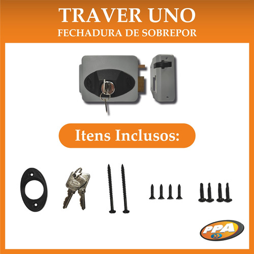 FECHADURA TRAVER UNO REVERSÍVEL 12V PPA